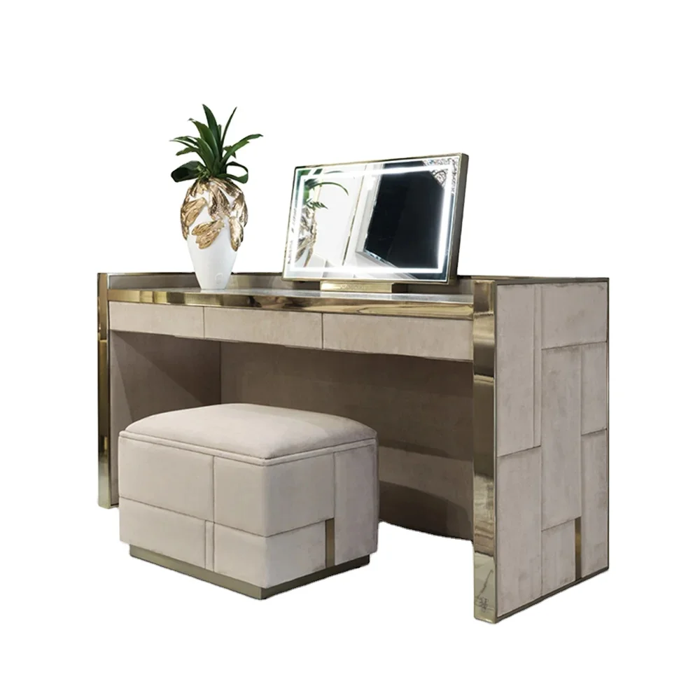 High End Italian Luxury Multi-Layer Solid Wood Extendable LED Makeup Dressing Table Removable Mirror Drawers For Bedroom
High End Italian Luxury Multi-Layer Solid Wood Extendable LED Makeup Dressing Table Removable Mirror Drawers For Bedroom