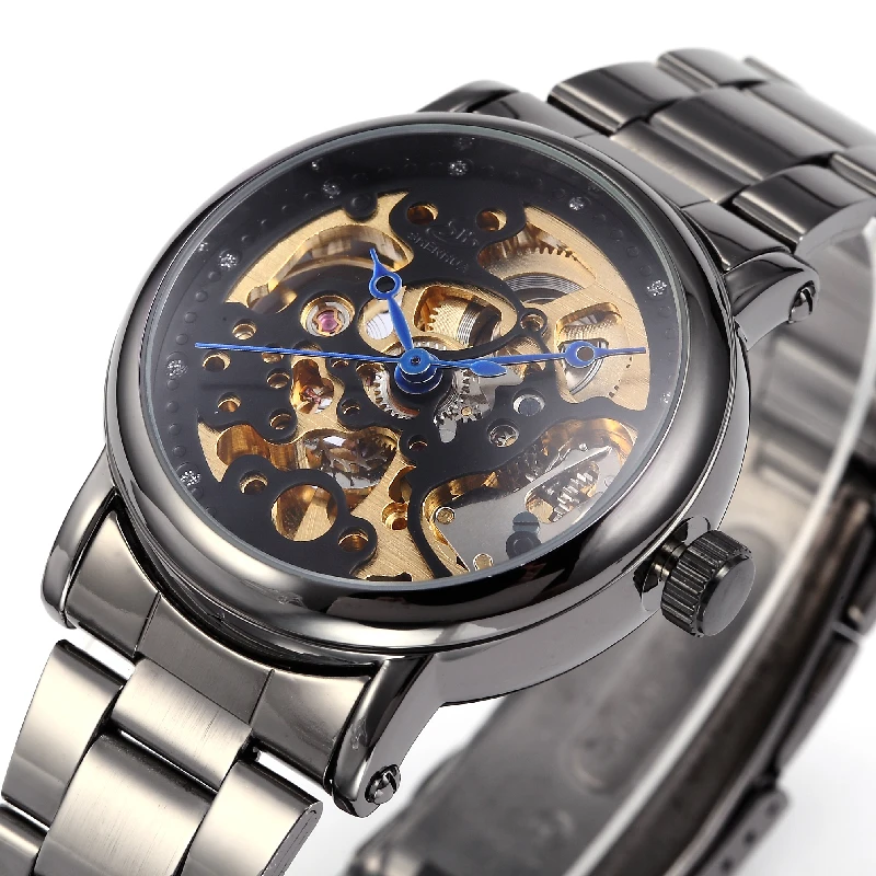 Winner Automatic Mechanical Women Watch 38mm Case Skeleton Dial & Diamonds Lady Business Dress Wristwatch Leather or Steel Band
Winner Automatic Mechanical Women Watch 38mm Case Skeleton Dial & Diamonds Lady Business Dress Wristwatch Leather or Steel Band