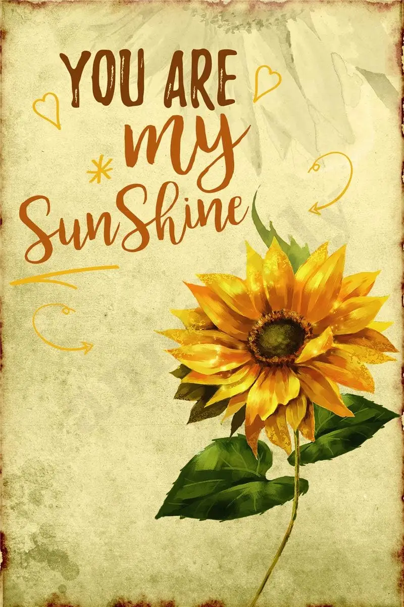 Подсолнухи, знаки «You are My Sunshine», Ретро винтажный металлический жестяной знак, стена для дома, кухни, спальни, отеля, ресторана
Подсолнухи, знаки «You are My Sunshine», Ретро винтажный металлический жестяной знак, стена для дома, кухни, спальни, отеля, ресторана