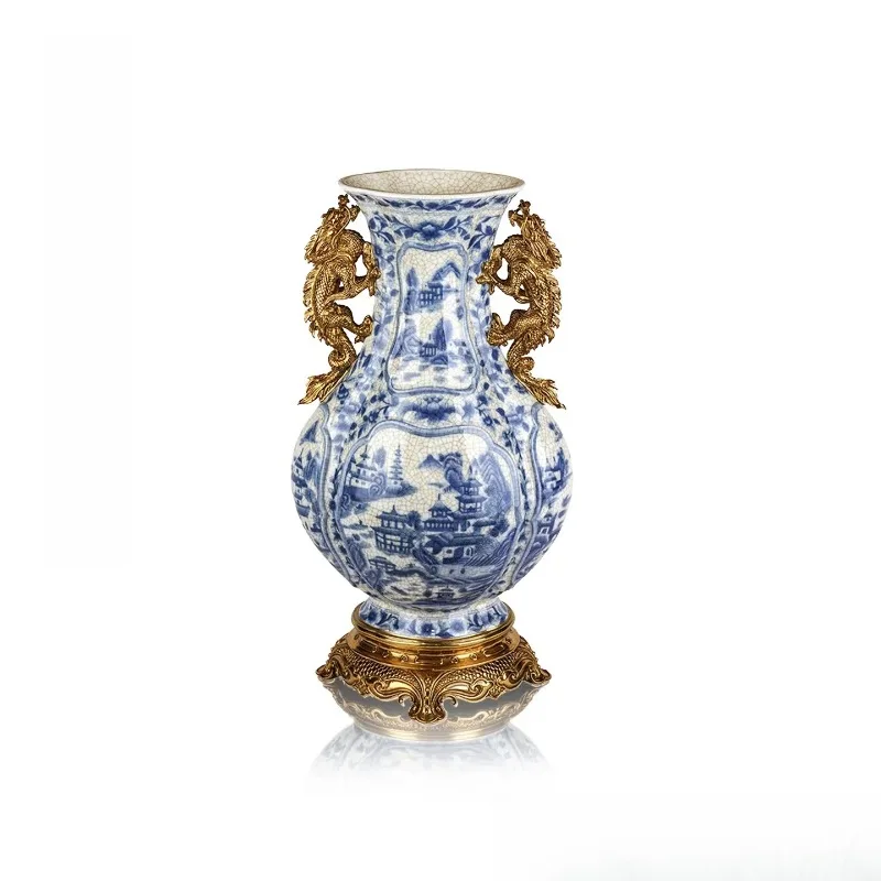 Blue and white porcelain vase ornament, living room flower arrangement, new Chinese Zen high-end decorative ornament
Blue and white porcelain vase ornament, living room flower arrangement, new Chinese Zen high-end decorative ornament