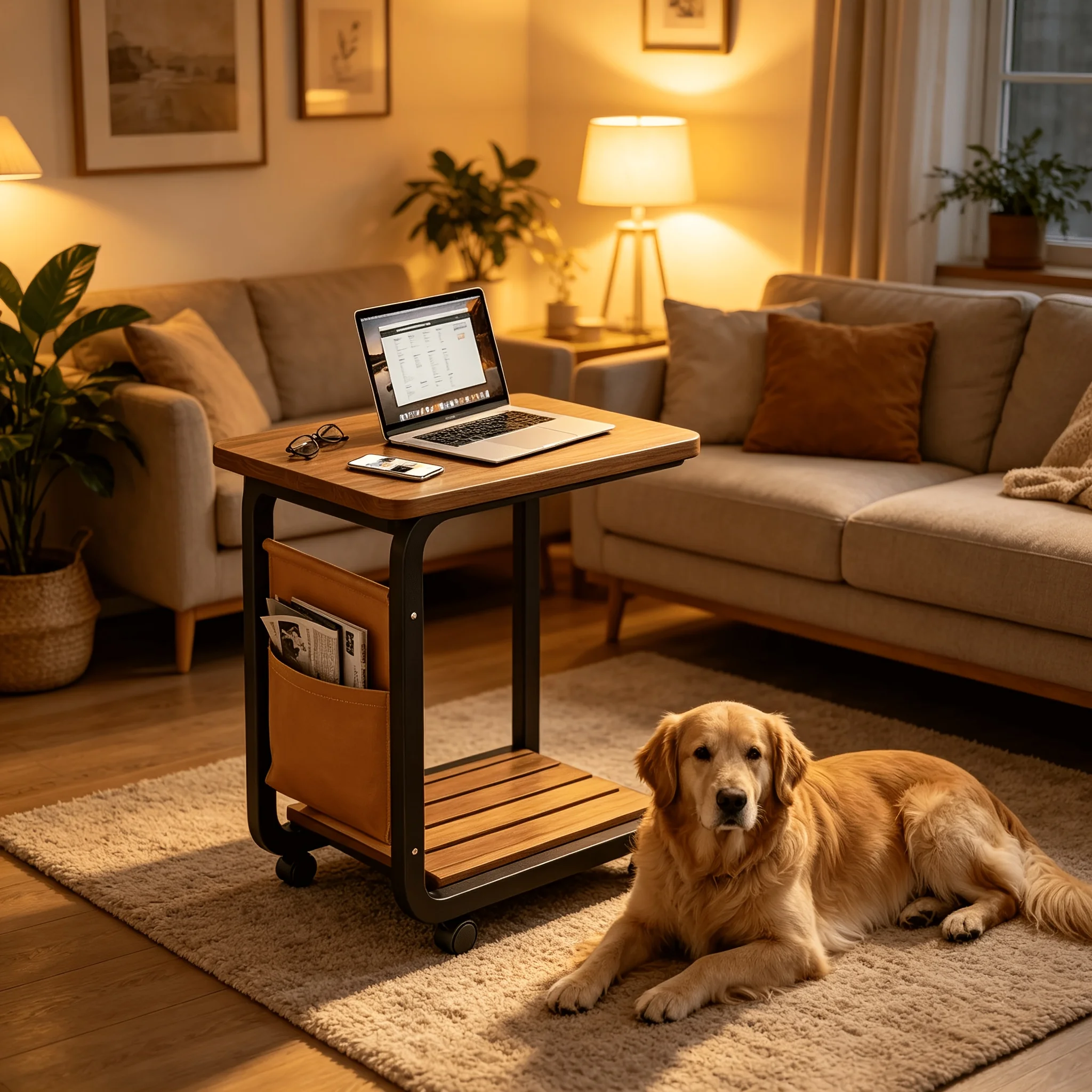 C-shaped Rolling Side Table – Solid Wood Coffee Table/Bedside Table with Storage Pouch, Reinforced Metal Frame, Silent 360°
C-shaped Rolling Side Table – Solid Wood Coffee Table/Bedside Table with Storage Pouch, Reinforced Metal Frame, Silent 360°