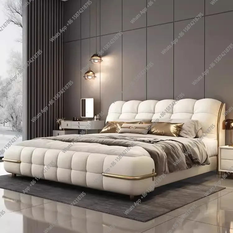 Light luxury high-end simple modern cream cloud leather queen bed soft bag backrest master bedroom wedding bed luxury bed
Light luxury high-end simple modern cream cloud leather queen bed soft bag backrest master bedroom wedding bed luxury bed
