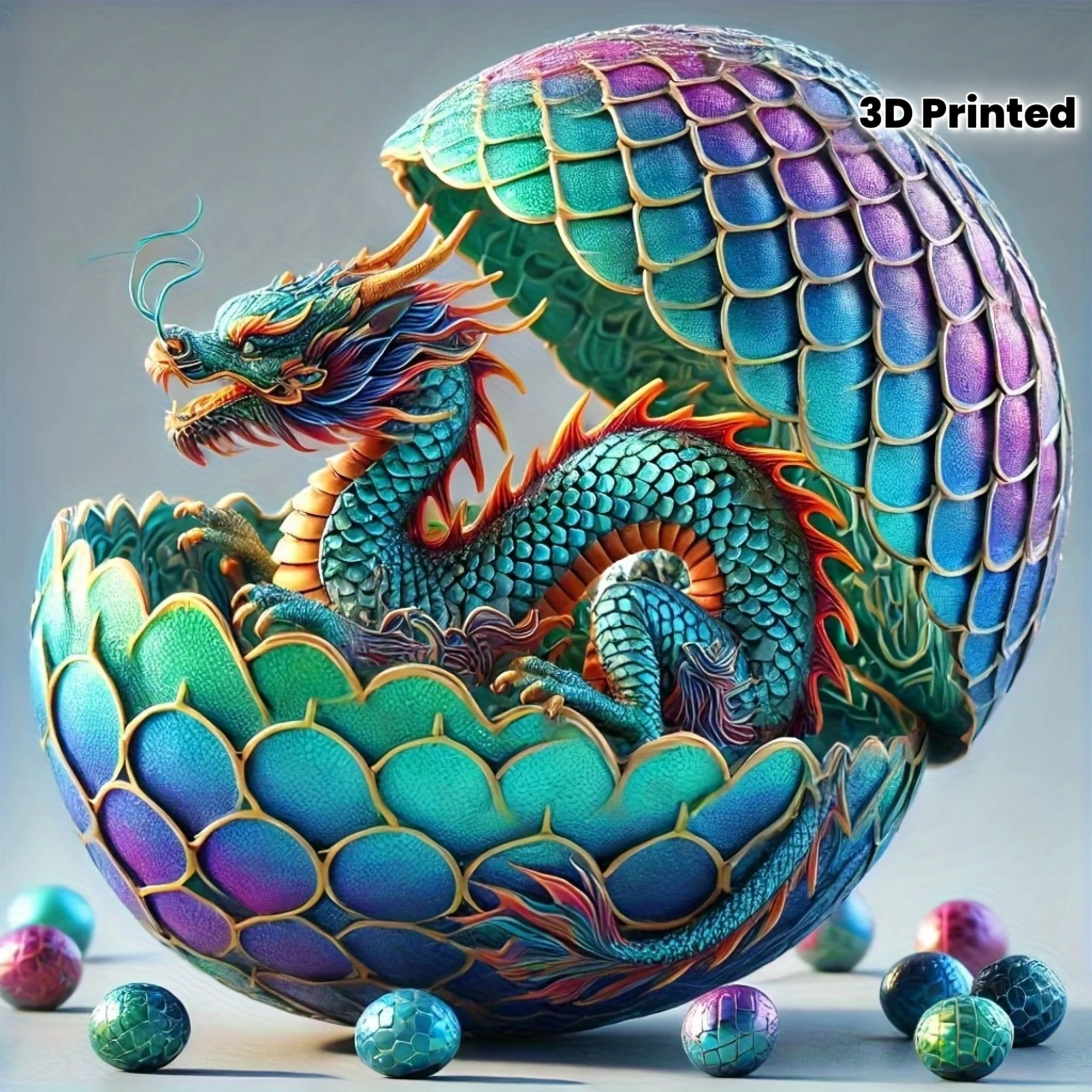 3D Printed Dragon Egg Statue with Flexible Dragon Inside, Desk Home Decor, Friend Gift Exchange Present
3D Printed Dragon Egg Statue with Flexible Dragon Inside, Desk Home Decor, Friend Gift Exchange Present