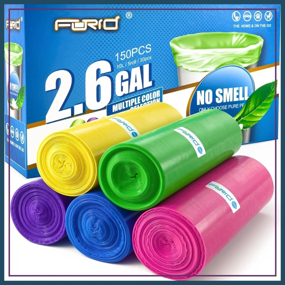 2.6 Gallon Small Trash Bags for Bathroom - 150 Count, Unscented, Extra Thick, Leakproof, Multi Colored
2.6 Gallon Small Trash Bags for Bathroom - 150 Count, Unscented, Extra Thick, Leakproof, Multi Colored