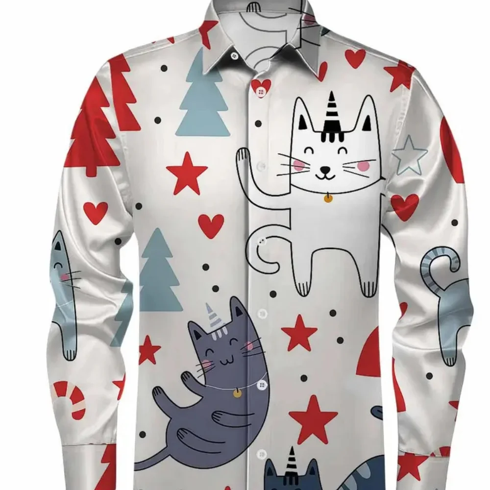 Men's plus Size Long Sleeved Christmas Shirt Cartoon Cat Printed Button up Cardigan Collar Designer Casual Party Shirt
Men's plus Size Long Sleeved Christmas Shirt Cartoon Cat Printed Button up Cardigan Collar Designer Casual Party Shirt
