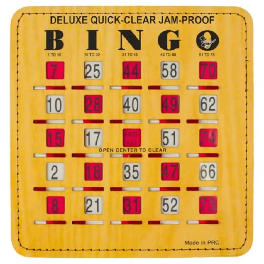 Jam-Proof Quick-Clear Deluxe Fingertip Slide Bingo with Sliding Windows Pack in Woodgrain Style
Jam-Proof Quick-Clear Deluxe Fingertip Slide Bingo with Sliding Windows Pack in Woodgrain Style
