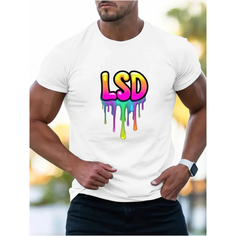Мужская футболка белая LSD с радужным капельным принтом, хлопок высокого качества, 180 г
Мужская футболка белая LSD с радужным капельным принтом, хлопок высокого качества, 180 г