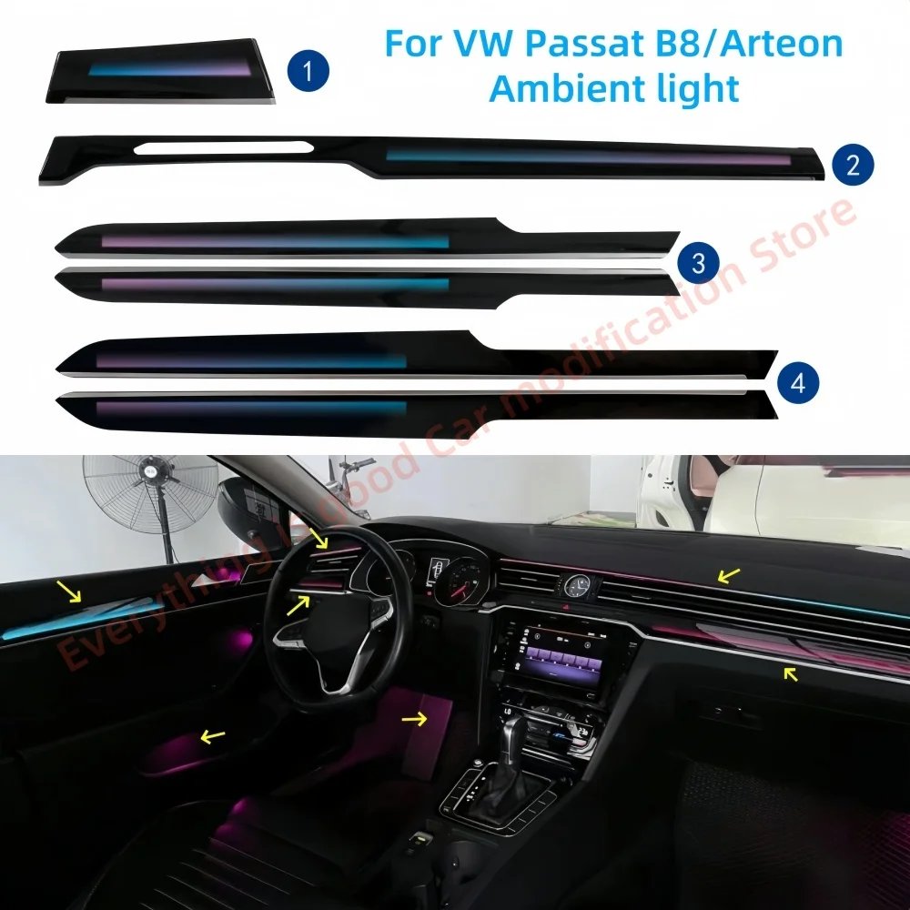 Для VW Passat B8 для Volkswagen Arteon Ambiance Lights Внутреннее освещение автомобиля Обновление автомобильных аксессуаров черная панель Атмосферная лампа
Для VW Passat B8 для Volkswagen Arteon Ambiance Lights Внутреннее освещение автомобиля Обновление автомобильных аксессуаров черная панель Атмосферная лампа