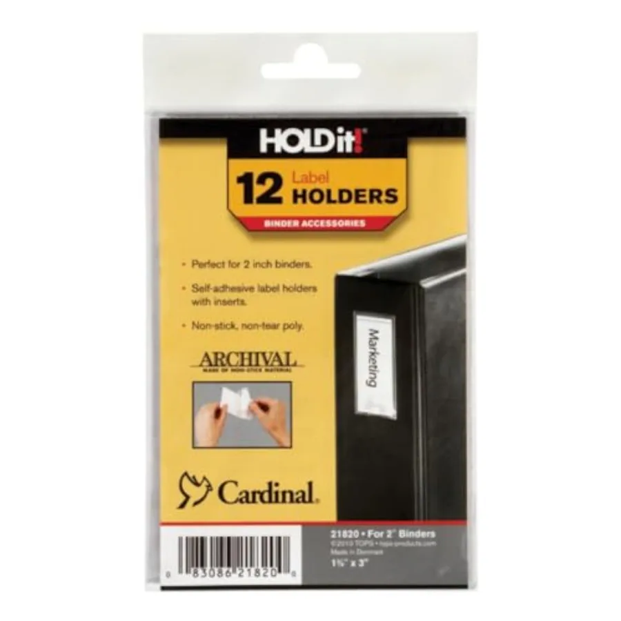 Self-Adhesive Label Holders for Binders, 1.38 x 3 Inches, Clear, 12 per Pack 21820
Self-Adhesive Label Holders for Binders, 1.38 x 3 Inches, Clear, 12 per Pack 21820