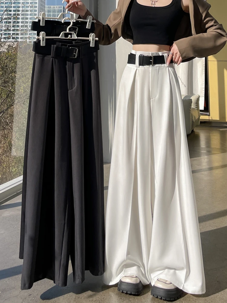 Elegant High Waist Wide Leg Suit Pants Women's Spring Autumn White Loose Straight Drapey Floor-Length Skirt Suit Trousers
Elegant High Waist Wide Leg Suit Pants Women's Spring Autumn White Loose Straight Drapey Floor-Length Skirt Suit Trousers