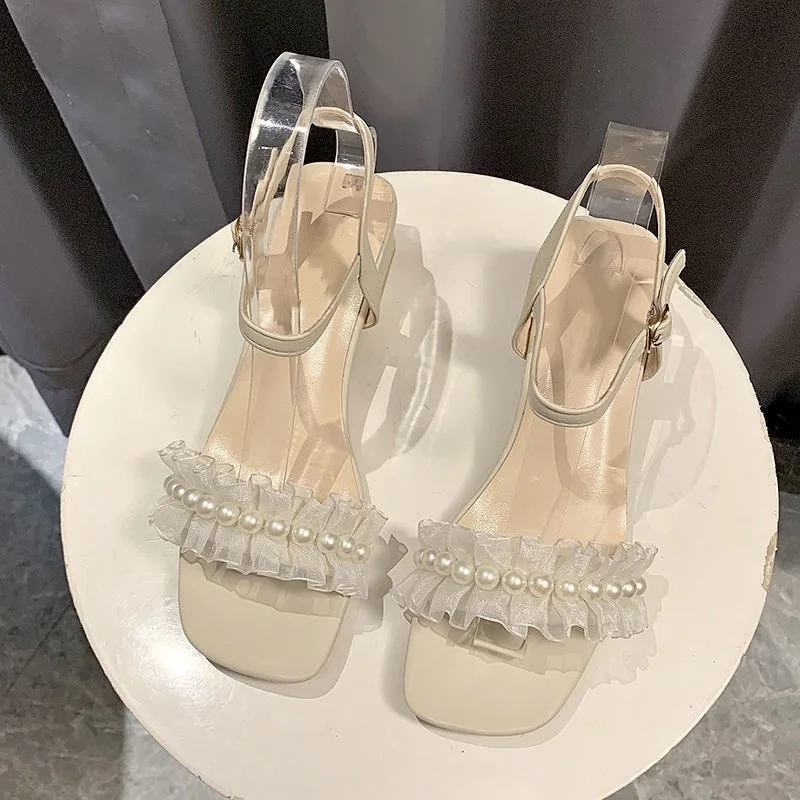 Women's Pearl Block Heel Sandals 2026 New Open Toe Ankle Strap Ruffle PU Leather Elegant Summer Dress Shoes for Wedding Party
Women's Pearl Block Heel Sandals 2026 New Open Toe Ankle Strap Ruffle PU Leather Elegant Summer Dress Shoes for Wedding Party