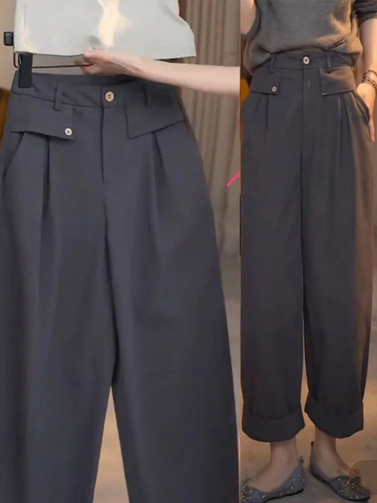 Gray Wide Leg Pants Women's Casual Drapey Loose Lazy Style Straight Cut Trousers Spring Summer New Arrival Commute Fashion
Gray Wide Leg Pants Women's Casual Drapey Loose Lazy Style Straight Cut Trousers Spring Summer New Arrival Commute Fashion