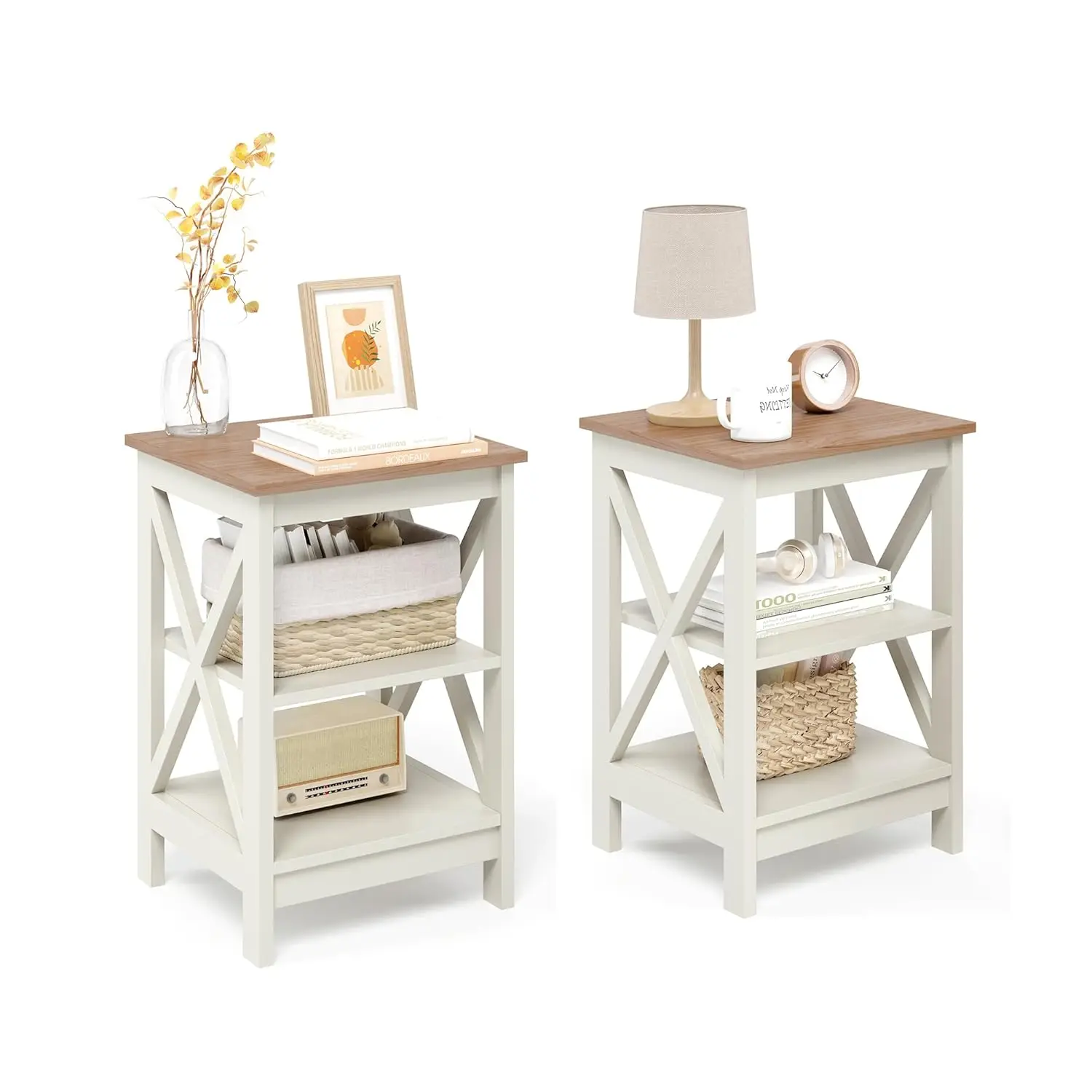 3-Tier End Table Set 2 Wooden Side Nightstand Small Coffee Bedroom Living Room Storage Ivory Customized
3-Tier End Table Set 2 Wooden Side Nightstand Small Coffee Bedroom Living Room Storage Ivory Customized