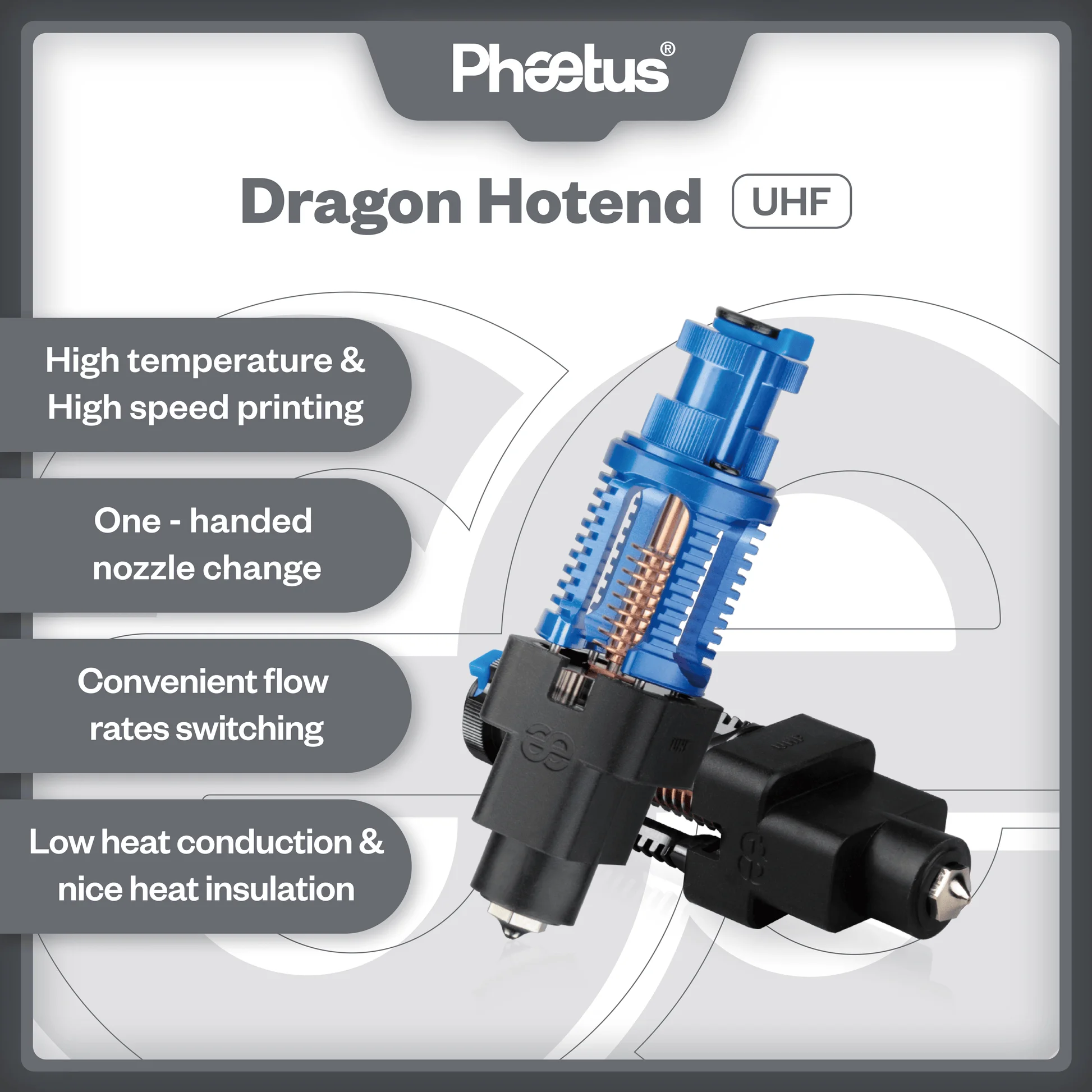 Phaetus Dragon Hotend UHF Hotend High-Temperature Resistant Extrusion Head for Voron VZbot 3D Printer Accessories
Phaetus Dragon Hotend UHF Hotend High-Temperature Resistant Extrusion Head for Voron VZbot 3D Printer Accessories