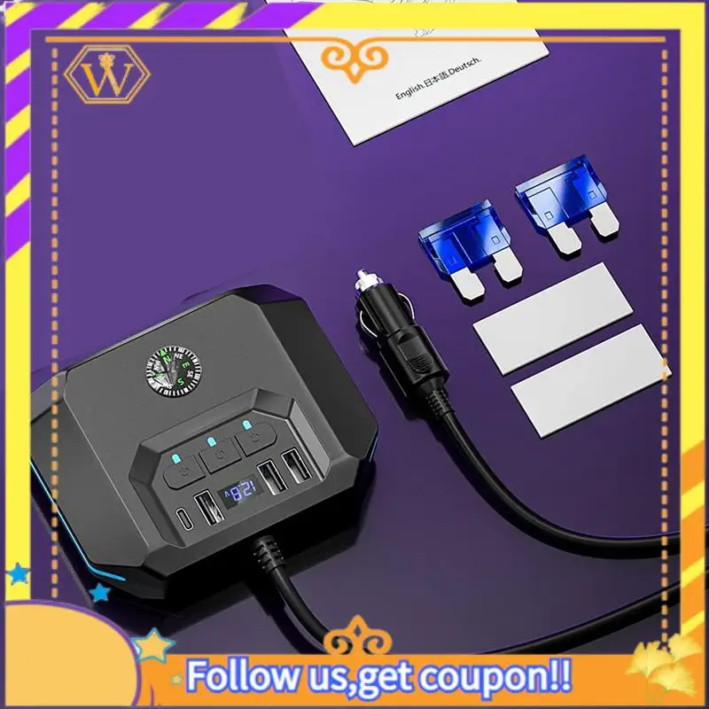 Latest-7 In 1 Car Charger, Cigarette Lighter Splitter Adapter 4 USB Ports With Switch LED Voltage Display For All Car Devices Du
Latest-7 In 1 Car Charger, Cigarette Lighter Splitter Adapter 4 USB Ports With Switch LED Voltage Display For All Car Devices Du