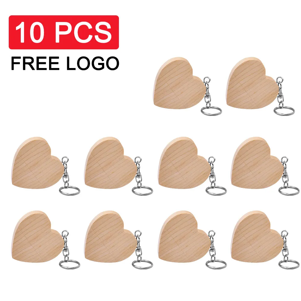 10PCS/LOT Wooden Heart USB 2.0 Flash Drives 128GB Free custom logo key chain Pen drive 64GB 32GB Business gift USB stick
10PCS/LOT Wooden Heart USB 2.0 Flash Drives 128GB Free custom logo key chain Pen drive 64GB 32GB Business gift USB stick