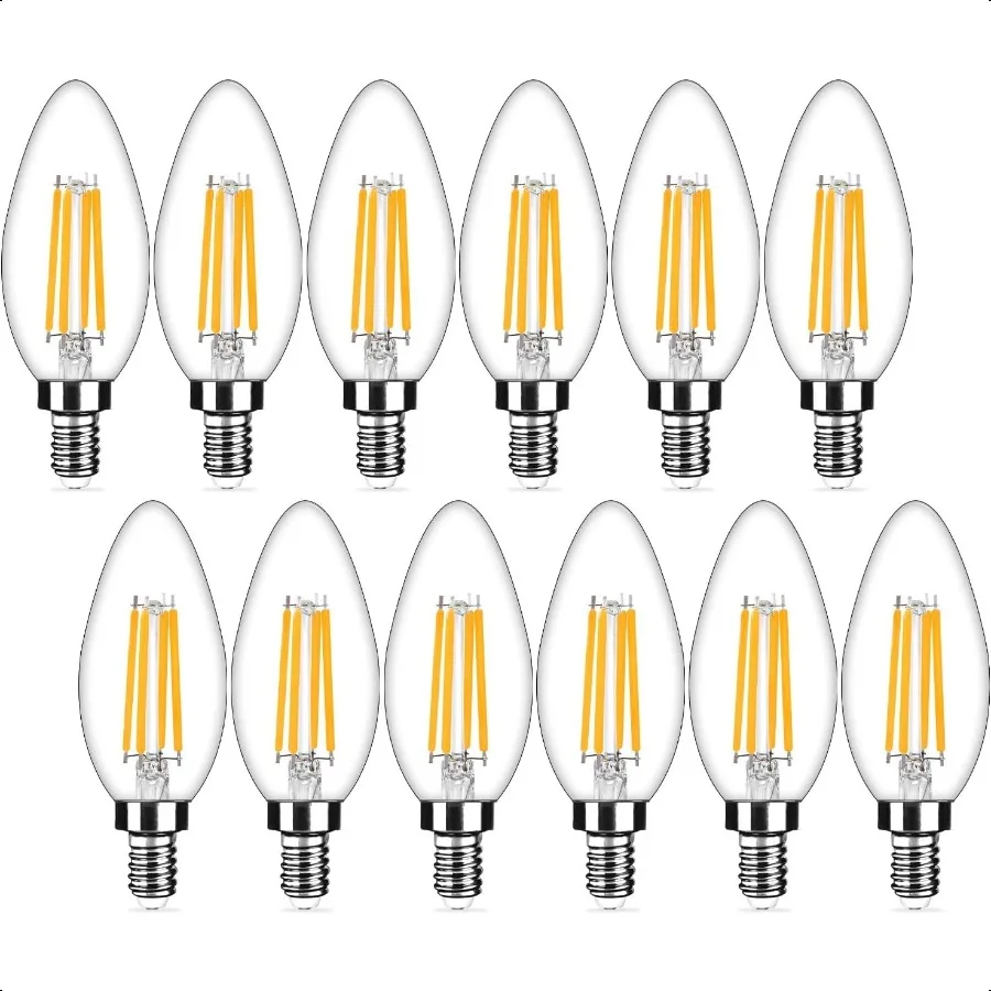 12Pack Dimmable E12 LED Candelabra Bulbs 40Watt Equivalent 2700K Warm White 450Lumens 4W B11 Chandelier Light Bulbs LED Filame
12Pack Dimmable E12 LED Candelabra Bulbs 40Watt Equivalent 2700K Warm White 450Lumens 4W B11 Chandelier Light Bulbs LED Filame