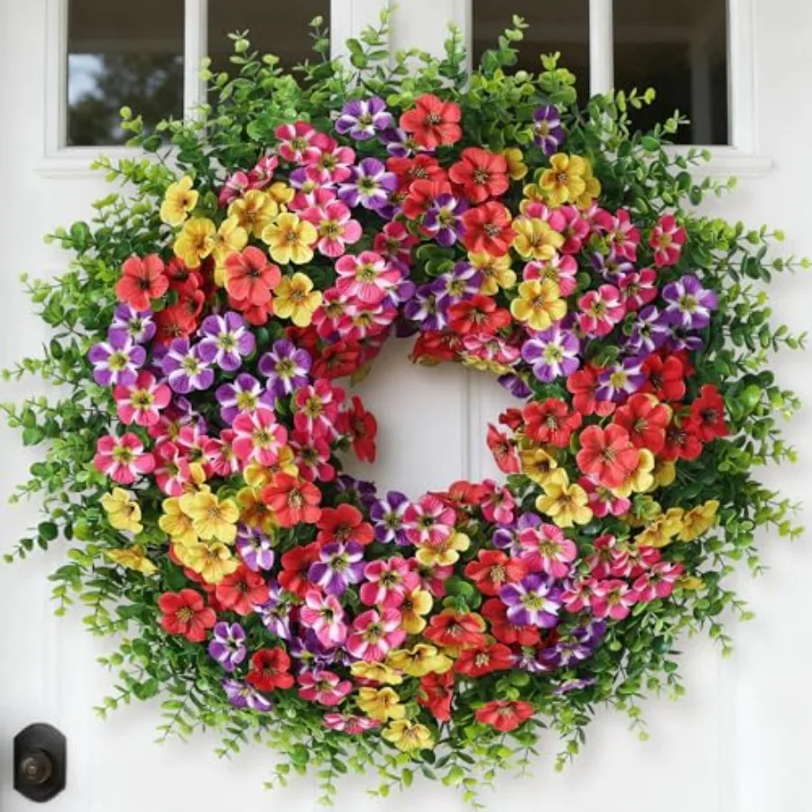 26" Large Artificial Eucalyptus with Flower Wreath for Front Door - Realistic Fake Silk Morning Glory Flowers, Faux Colo Flower
26" Large Artificial Eucalyptus with Flower Wreath for Front Door - Realistic Fake Silk Morning Glory Flowers, Faux Colo Flower