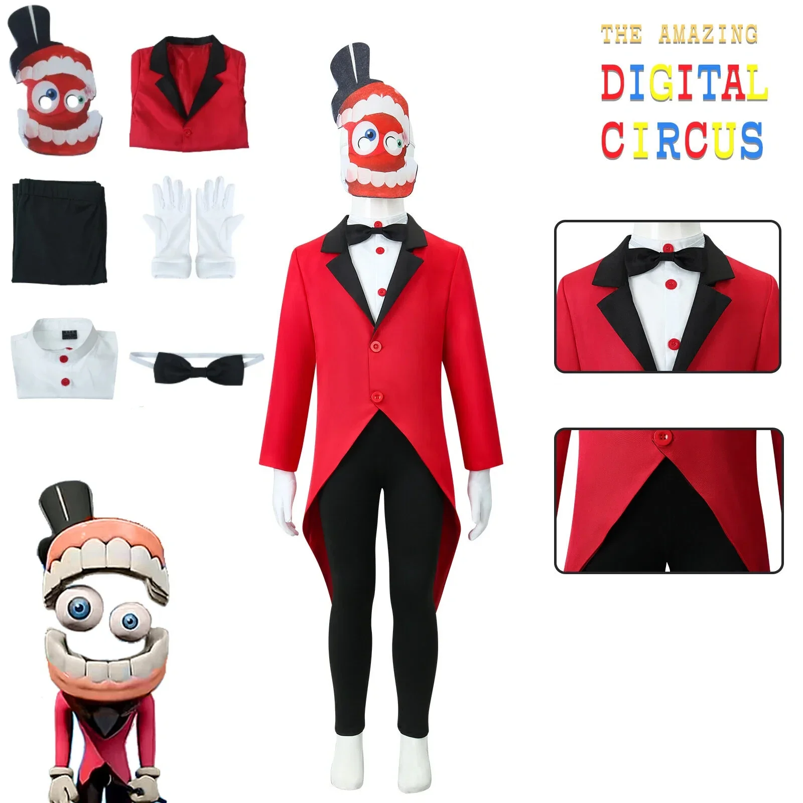 Game The Amazing Digital Circus Cosplay Mask Gloves Coat TrousersCollar Accessories Pomni Halloween Tight Full Role Play Costume
Game The Amazing Digital Circus Cosplay Mask Gloves Coat TrousersCollar Accessories Pomni Halloween Tight Full Role Play Costume