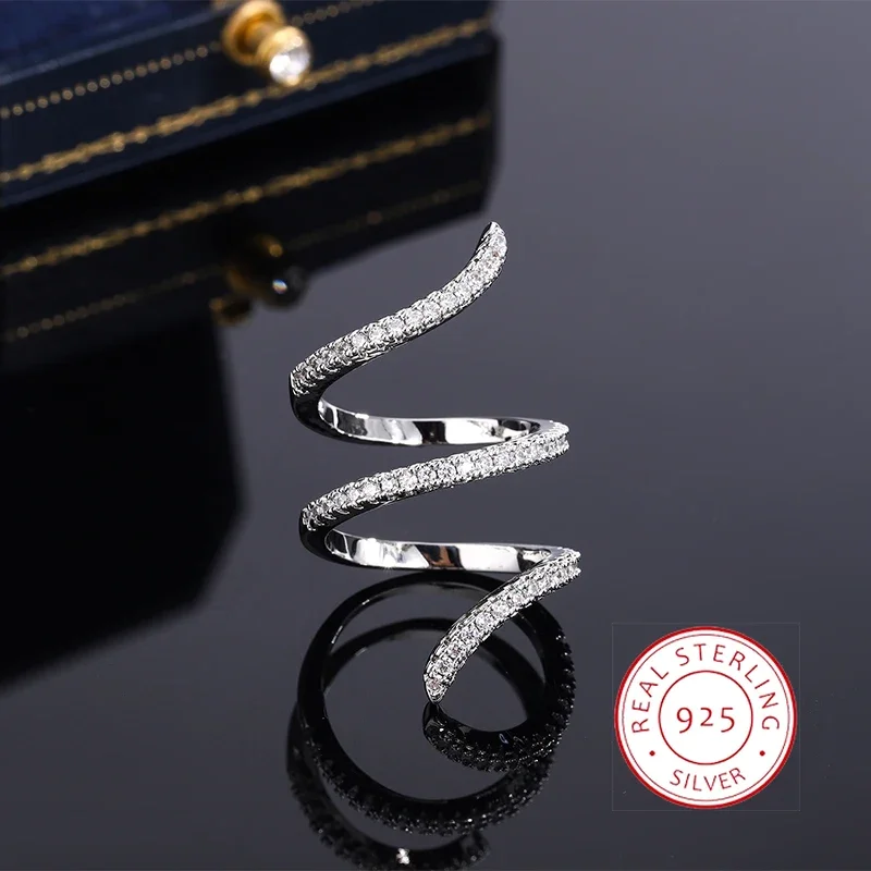 New Fashion 925 Silver Ring Geometric Zircon Ring Irregular Line Ring Personality Simple Engagement Wedding Jewelry
New Fashion 925 Silver Ring Geometric Zircon Ring Irregular Line Ring Personality Simple Engagement Wedding Jewelry