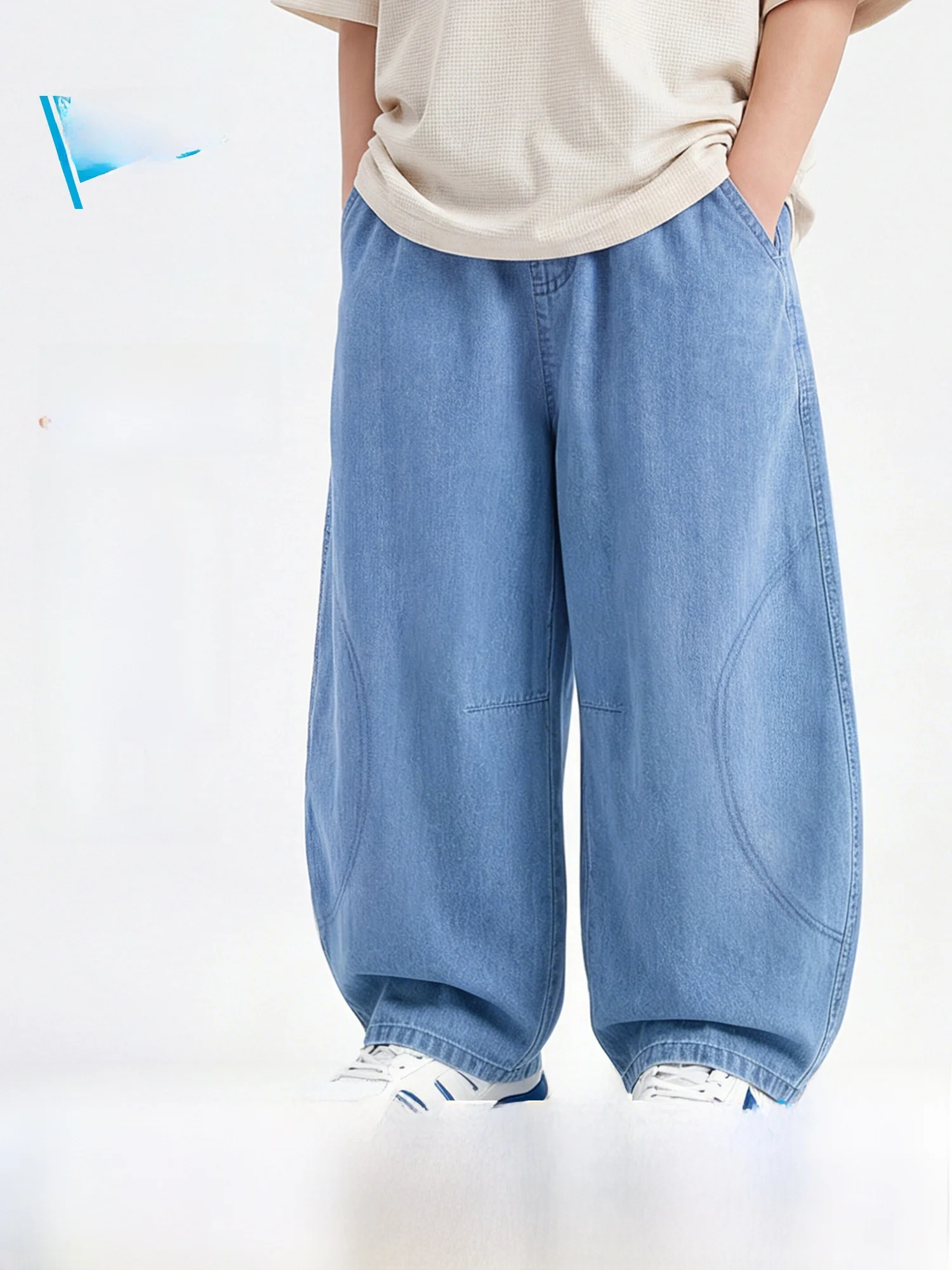 Bluem Boys' Summer Denim Jeans Washed Sweat Absorbent Youth Casual Bent Knife Pants mid Waist Elastic Belt Long Trousers
Bluem Boys' Summer Denim Jeans Washed Sweat Absorbent Youth Casual Bent Knife Pants mid Waist Elastic Belt Long Trousers