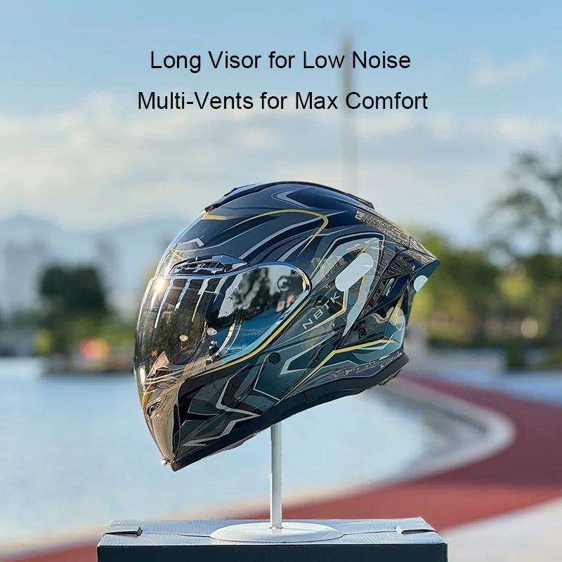 Мотошлем NBTK Bluetooth с длинным визором, множеством вентиляционных отверстий, сертификацией DOT ECE, шумоподавлением
Мотошлем NBTK Bluetooth с длинным визором, множеством вентиляционных отверстий, сертификацией DOT ECE, шумоподавлением