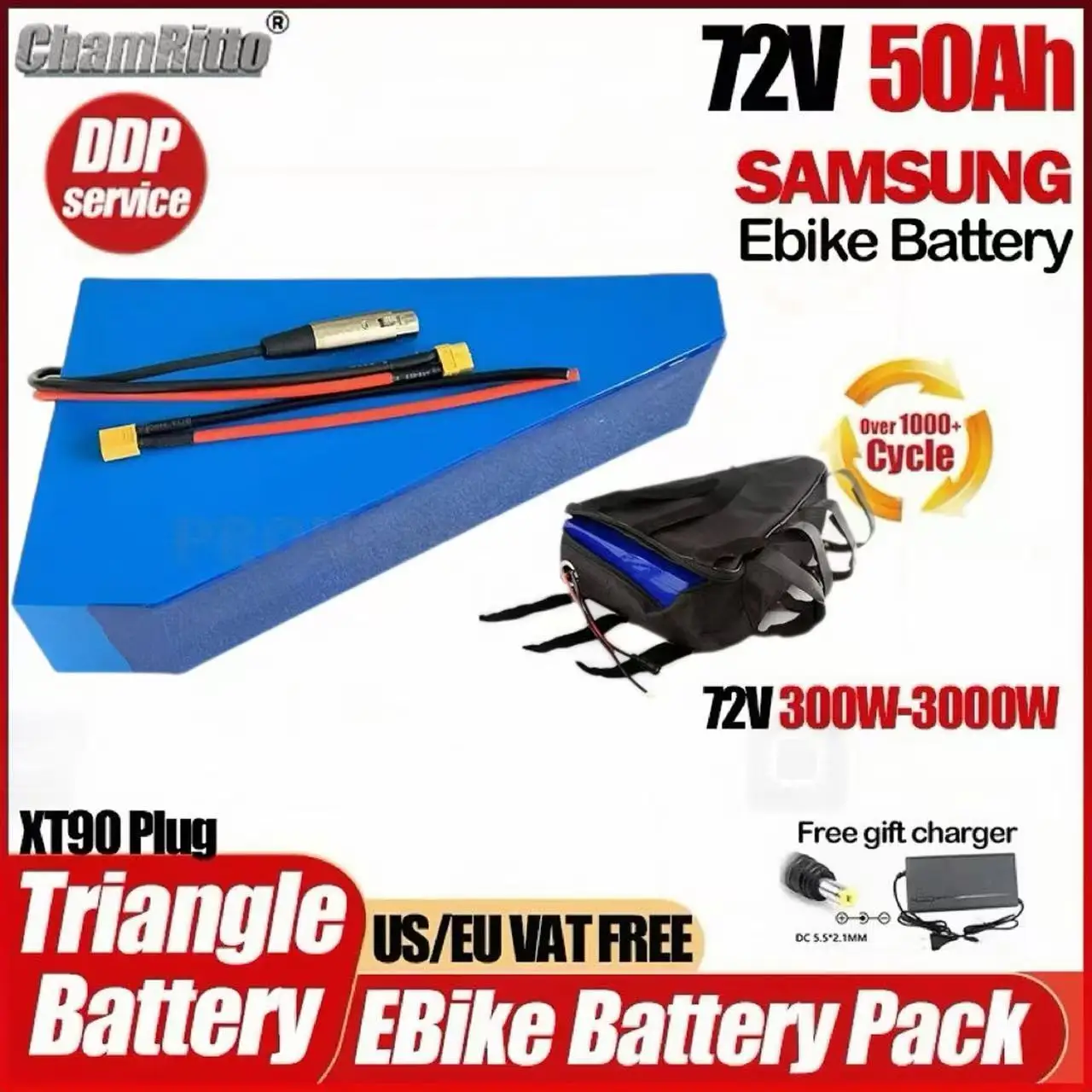 72v 3000w Electric bicycle cham rider 40ah 30ah 50ah 60ah Triangular Battery ebike Lithium Battery 72v 300w-2000w conversion kit
72v 3000w Electric bicycle cham rider 40ah 30ah 50ah 60ah Triangular Battery ebike Lithium Battery 72v 300w-2000w conversion kit