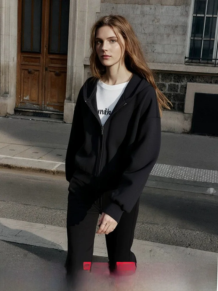 Warmth Comfortable Women's Hoodie Jacket Zipper Loose Shoulder Sleeve Cotton Polyester Blend Breathable Winter Outerwear
Warmth Comfortable Women's Hoodie Jacket Zipper Loose Shoulder Sleeve Cotton Polyester Blend Breathable Winter Outerwear