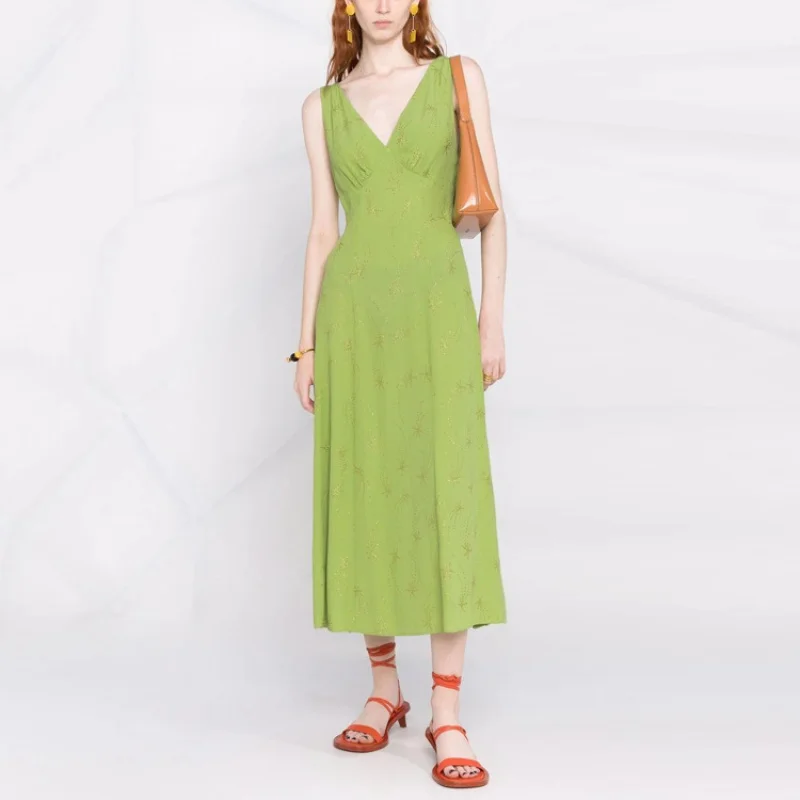Spot GoodsN419 Summer Green Rayon DeepVMidi Dress2025French Style Retro Europe and America Women's Clothing
Spot GoodsN419 Summer Green Rayon DeepVMidi Dress2025French Style Retro Europe and America Women's Clothing
