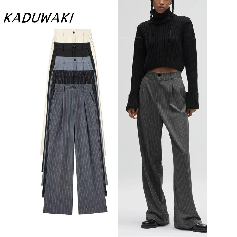 KADUWAKI Women's Fashion High Waist Striped Straight Leg Pants Vintage Zipper Loose Solid Color Pants Office Casual Women's Pant
KADUWAKI Women's Fashion High Waist Striped Straight Leg Pants Vintage Zipper Loose Solid Color Pants Office Casual Women's Pant