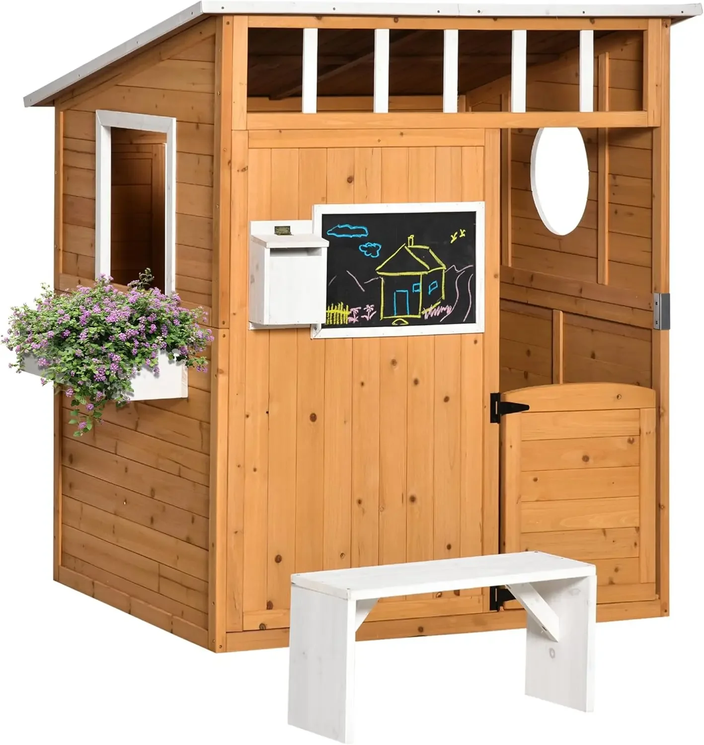 Nordic Playhouse Wooden for Kids Outdoor with Working Door Bench Mailbox Windows Flowers Pot Holder 48"x42.5"x53"
Nordic Playhouse Wooden for Kids Outdoor with Working Door Bench Mailbox Windows Flowers Pot Holder 48"x42.5"x53"