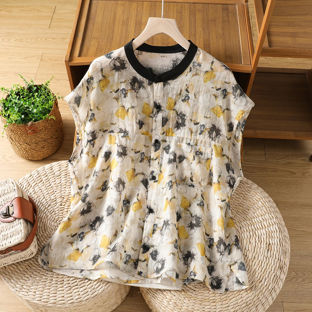 plus Size Women's Cotton Linen Shirt Summer New Fashion Casual Print Top High End Feeling Loose Fit round Neck Short Sleeve
plus Size Women's Cotton Linen Shirt Summer New Fashion Casual Print Top High End Feeling Loose Fit round Neck Short Sleeve