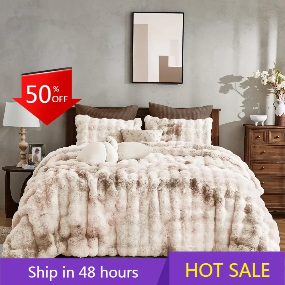 Luxurious King Size Tie-Dye Beige Rabbit Fur-Like Bubble Comforter Set, Plush Fuzzy Bedding for Cozy Nights
Luxurious King Size Tie-Dye Beige Rabbit Fur-Like Bubble Comforter Set, Plush Fuzzy Bedding for Cozy Nights