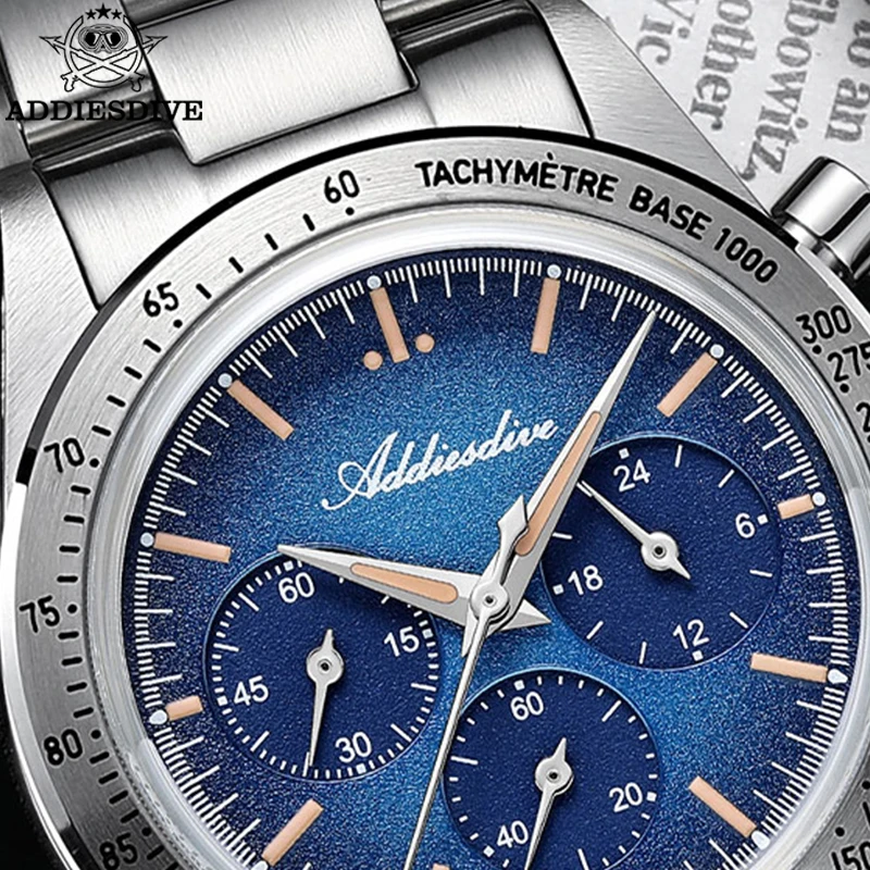 ADDIESDIVE Chronograph Watch New 0S20 Men Quartz Wristwatch 37mm Domed Glass 316L Stainless Steel 100m Waterproof C3 Luminous
ADDIESDIVE Chronograph Watch New 0S20 Men Quartz Wristwatch 37mm Domed Glass 316L Stainless Steel 100m Waterproof C3 Luminous