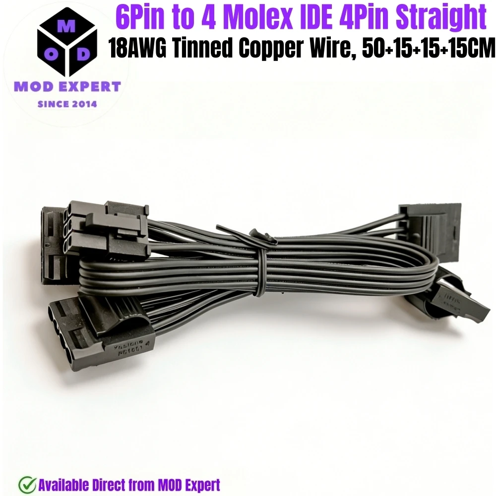 6Pin to 4 Molex IDE 4Pin Peripheral PATA Power Cable for Corsair RM850, RM750, RM650, RM550, RM450, RM GOLD (2021) Modular Power
6Pin to 4 Molex IDE 4Pin Peripheral PATA Power Cable for Corsair RM850, RM750, RM650, RM550, RM450, RM GOLD (2021) Modular Power