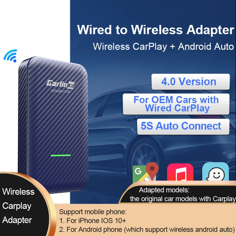 Carlinkit4.0 2-в-1 беспроводной адаптер CarPlay Ai Box Android/IOS проводной беспроводной Bluetooth Carplay адаптер для GPS-навигации
Carlinkit4.0 2-в-1 беспроводной адаптер CarPlay Ai Box Android/IOS проводной беспроводной Bluetooth Carplay адаптер для GPS-навигации