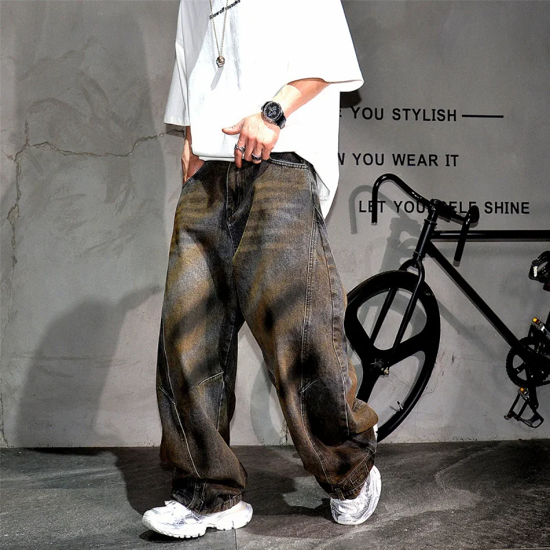 American Vintage Dirty Wash Wasteland Curved Wide Leg Jeans Men, Vibe Stylish Loose Stacked Denim Trousers
American Vintage Dirty Wash Wasteland Curved Wide Leg Jeans Men, Vibe Stylish Loose Stacked Denim Trousers