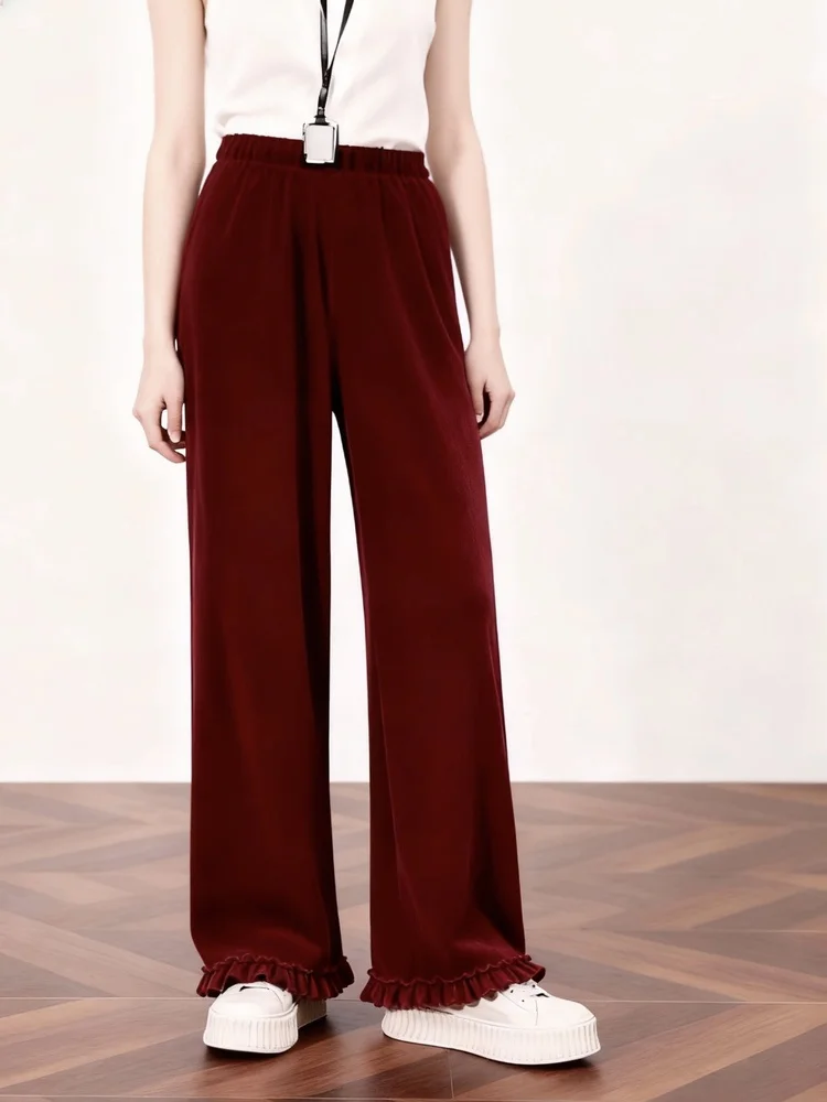 Autumn Winter Lucky Year Fleece Lined Wide Leg Pants Loose Fit Corduroy Straight Cut Red Color with Wood Grain Casual Tr...
Autumn Winter Lucky Year Fleece Lined Wide Leg Pants Loose Fit Corduroy Straight Cut Red Color with Wood Grain Casual Tr...