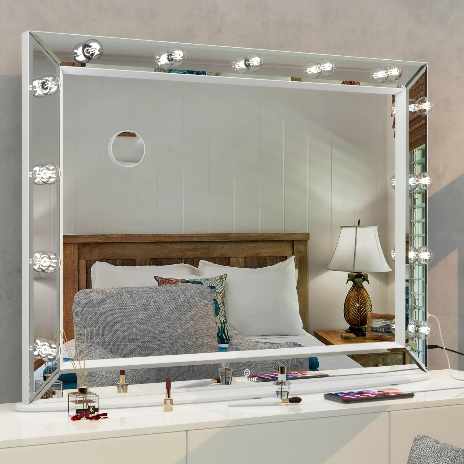 Hollywood Vanity Mirror with Uss Bulbs Luxury Vanity Mirror with Lights Large Size Makeup Mirror for Bedroom Makeup Room, Smart
Hollywood Vanity Mirror with Uss Bulbs Luxury Vanity Mirror with Lights Large Size Makeup Mirror for Bedroom Makeup Room, Smart