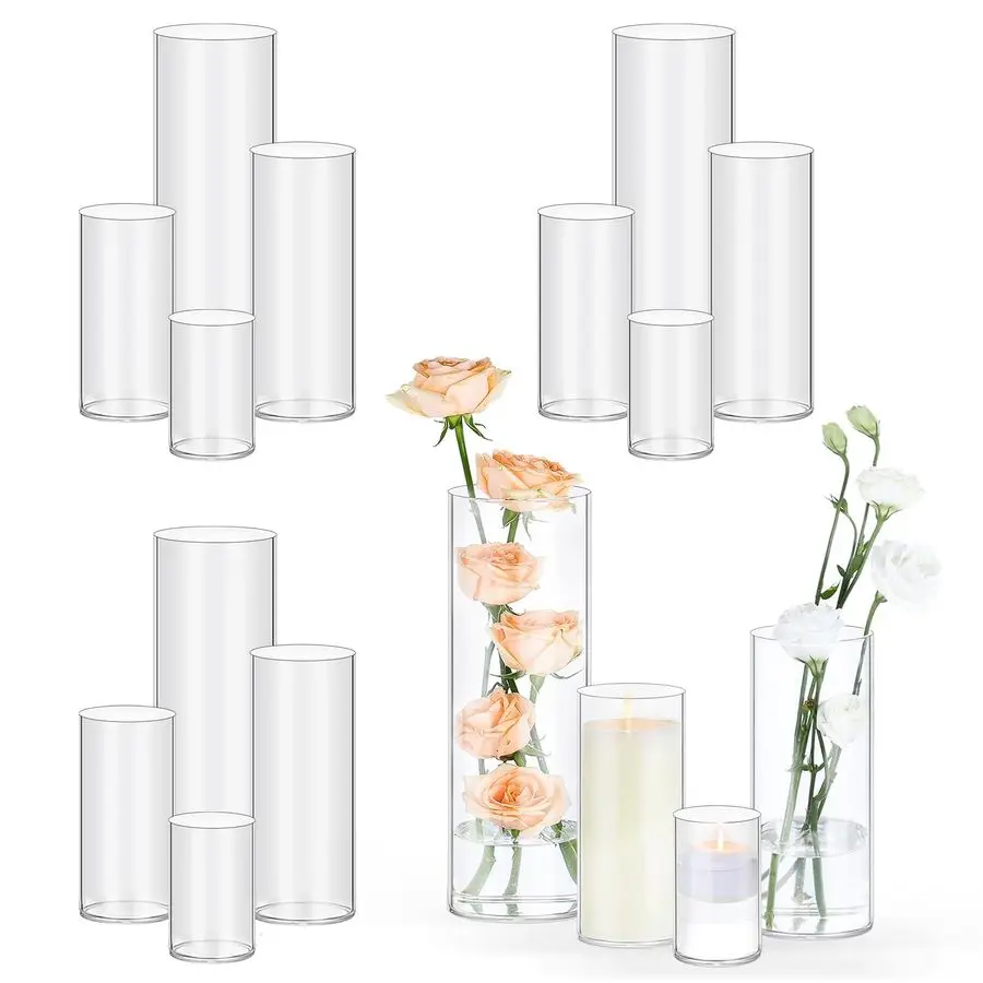 Pack Glass Cylinder Vases 4, 6, 8, 10 Inch Tall Clear Flower Vases for Table Centerpieces Wedding Decoration, Hurricane Floating
Pack Glass Cylinder Vases 4, 6, 8, 10 Inch Tall Clear Flower Vases for Table Centerpieces Wedding Decoration, Hurricane Floating