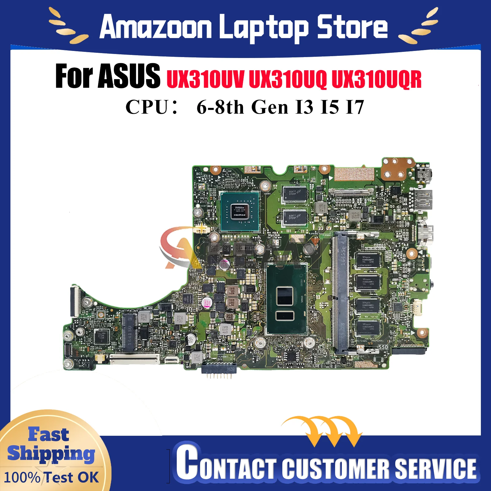 UX310UV Материнская плата для ноутбука ASUS U3000U UX310UQR UX310UFR UX310UQ RX310U UX310UQK UX310U UX310UV Материнская плата с процессором I3 I5 I7
UX310UV Материнская плата для ноутбука ASUS U3000U UX310UQR UX310UFR UX310UQ RX310U UX310UQK UX310U UX310UV Материнская плата с процессором I3 I5 I7