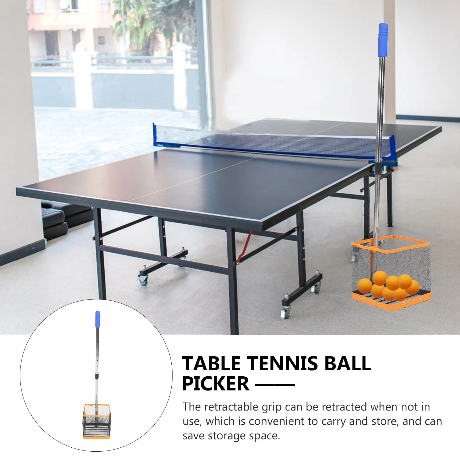 Portable Tennis Retriever Telescopic Handle Table Tennis Picker Durable Material Adjustable Design Easy to Use