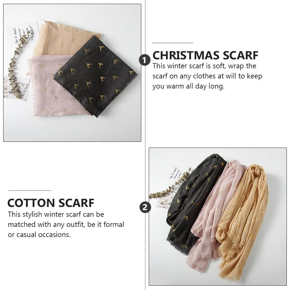 Christmas Deer Scarf Soft Warm Winter Scarf Cotton Linen Blend Elegant Simple Style for Cold Weather Casual Formal Outfit
Christmas Deer Scarf Soft Warm Winter Scarf Cotton Linen Blend Elegant Simple Style for Cold Weather Casual Formal Outfit