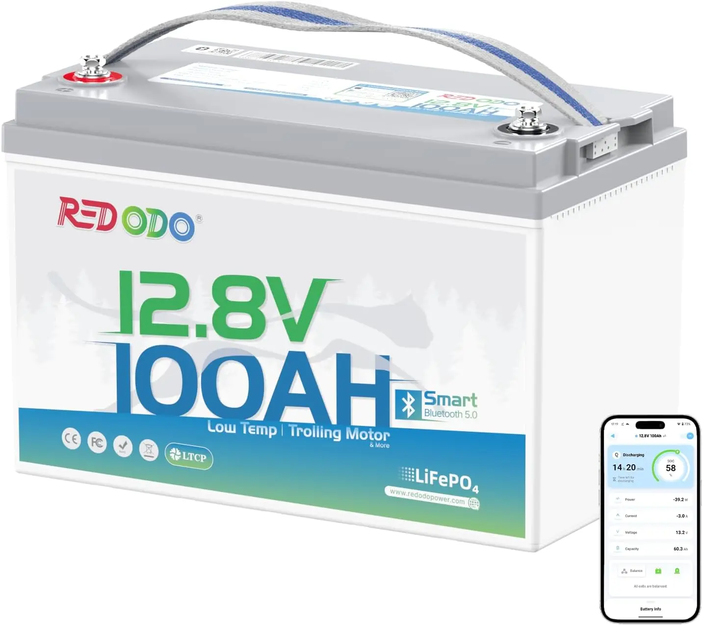 Smart Bluetooth Lithium Battery, Group 31 12V 100Ah LiFePO4 Battery, Remote Control, Low-Temp Protection, Trolling Motor Battery
Smart Bluetooth Lithium Battery, Group 31 12V 100Ah LiFePO4 Battery, Remote Control, Low-Temp Protection, Trolling Motor Battery