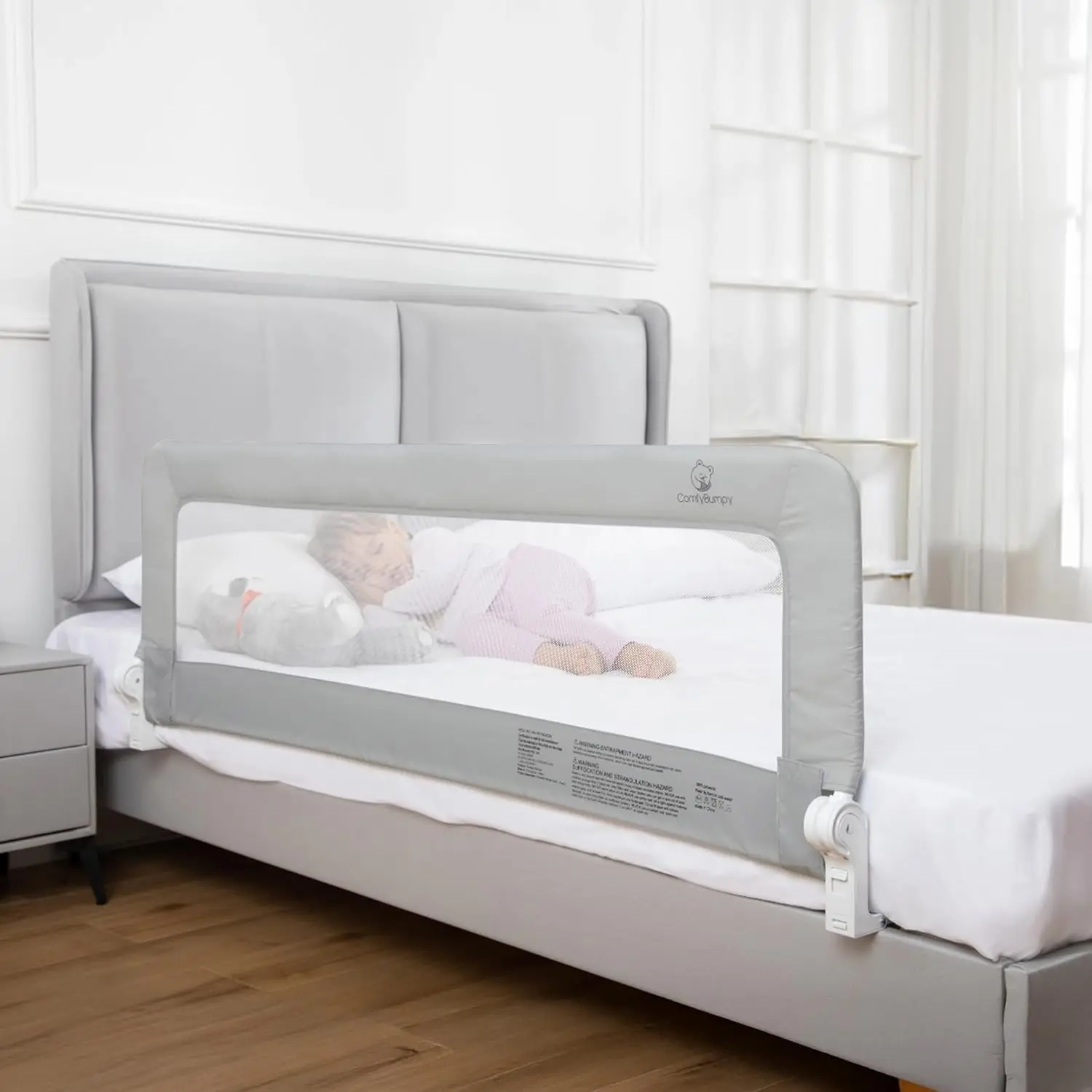 Fold-Down Toddler Bed Rail Guard, 55.5" L x 19.5" H, Fits Twin to King Mattresses, Gray
Fold-Down Toddler Bed Rail Guard, 55.5" L x 19.5" H, Fits Twin to King Mattresses, Gray