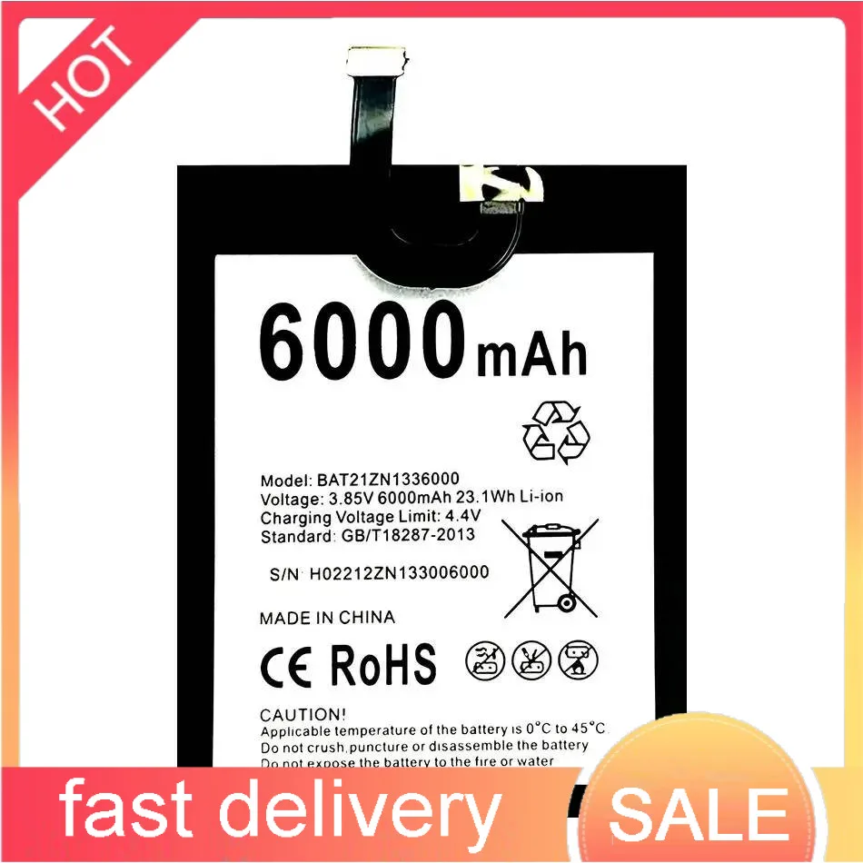 High Compatibility For Doogee V20 BAT21ZN1336000 6000Mah Good Low-Temperature Performance Mobile Phone Battery
High Compatibility For Doogee V20 BAT21ZN1336000 6000Mah Good Low-Temperature Performance Mobile Phone Battery