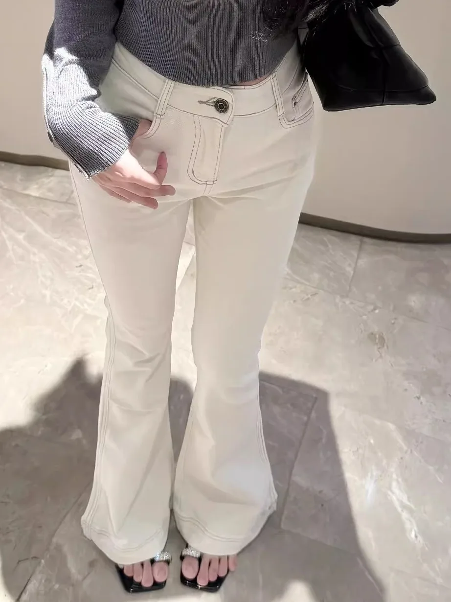 White Decorative Stitching Design Women's Slim Fit Elastic Denim Pants High Waist Cotton Stretch Fall Faion Bell Bot
White Decorative Stitching Design Women's Slim Fit Elastic Denim Pants High Waist Cotton Stretch Fall Faion Bell Bot