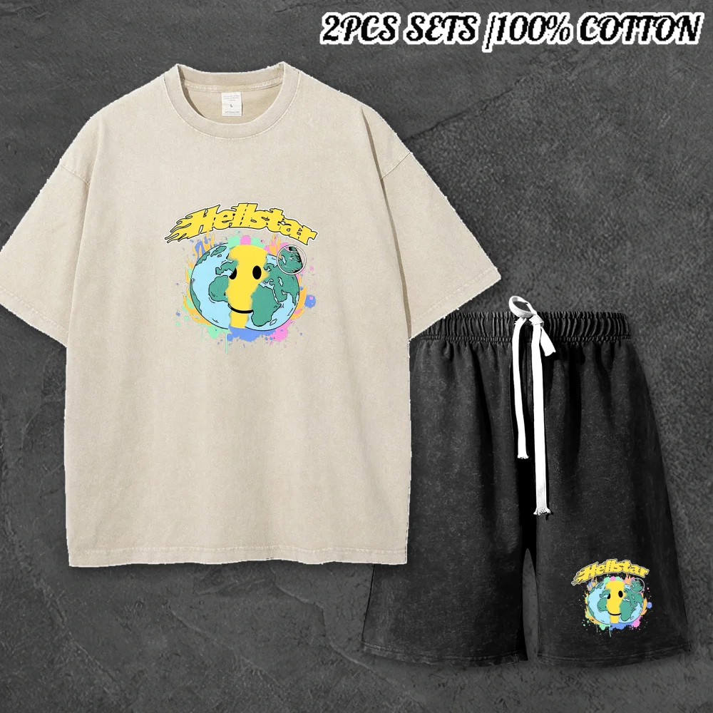 Fashion Sports Short Suit Heavy Weight Men's Summer Sets Holiday Washed Acid T-shirt Elastic Waist Gym Tracksuit 2025 Man Clothe
Fashion Sports Short Suit Heavy Weight Men's Summer Sets Holiday Washed Acid T-shirt Elastic Waist Gym Tracksuit 2025 Man Clothe