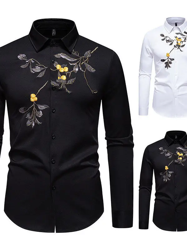 Slim Fit Floral Embroidery Long Sleeve Shirt for Young Men Breathable Polyester Fiber Standard Style Versatile Seasonal Wear
Slim Fit Floral Embroidery Long Sleeve Shirt for Young Men Breathable Polyester Fiber Standard Style Versatile Seasonal Wear