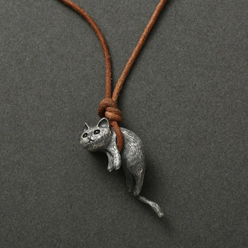 Vintage Silver Color Cat Pendant Necklace Leather Rope Chain Necklace for Men Women Necklace Retro Jewelry Party Gift
Vintage Silver Color Cat Pendant Necklace Leather Rope Chain Necklace for Men Women Necklace Retro Jewelry Party Gift